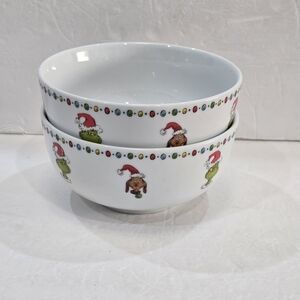 DR.Seuss How The Grinch Stole Christmas With Max Cereal Ice Cream Bowls Set Of 2